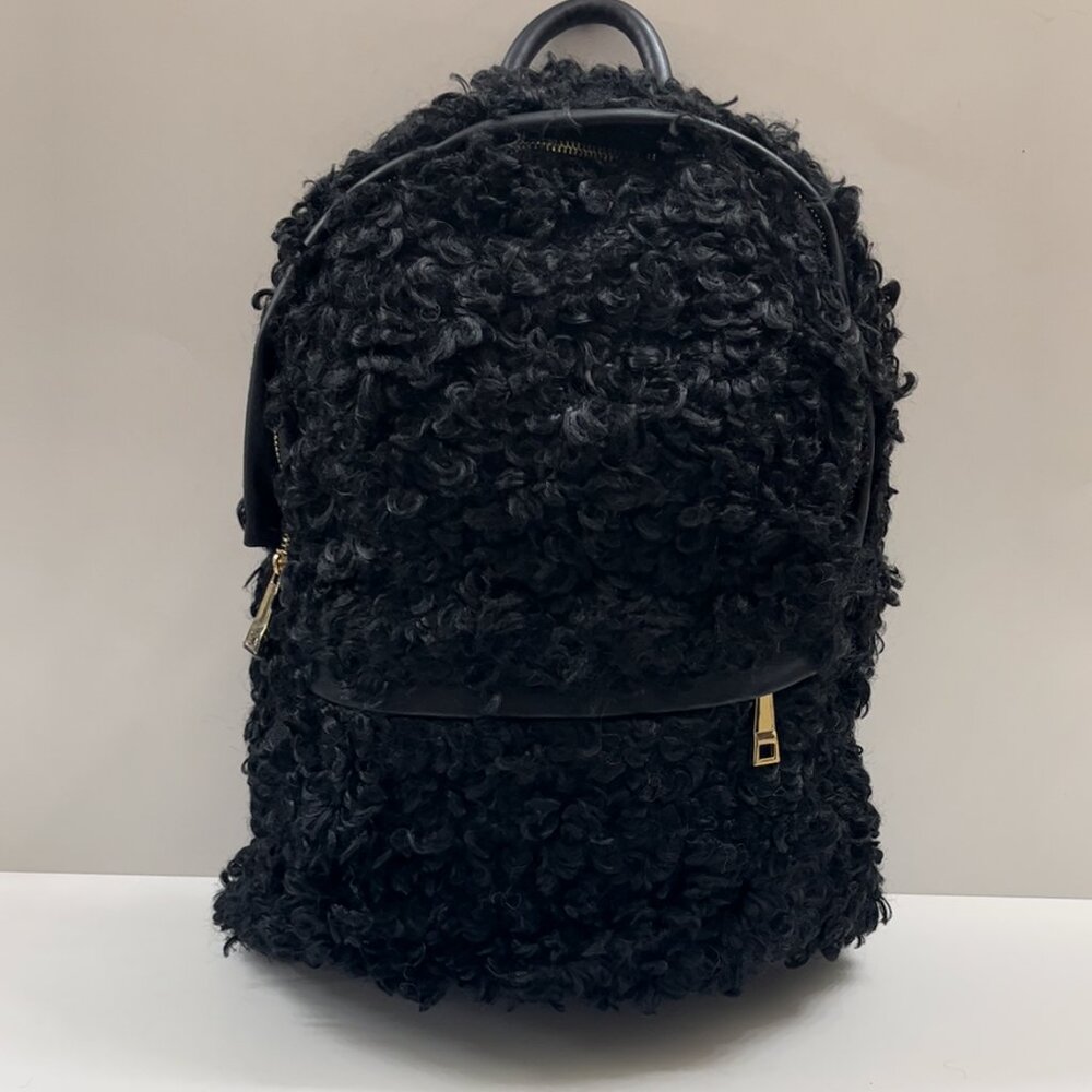 Sherpa / Faux Fur / Fuzzy Backpack / Plush Fur / Laptop Bag - Black - NWT - Picture 2 of 9